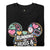 Black sweatshirt with colorful graphic design and text 'Running on Hugs & Coffee' on a white background