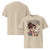 Beige t-shirt with cartoon character holding a coffee cup and text 'Decaf? That's Mom Abuse' on a white background.