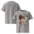 Gray t-shirt with a graphic design of a cartoon character holding a coffee cup and text 'Decaf? That's Mom Abuse' on a white background.