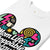 White t-shirt with colorful graphic design and text on a white background