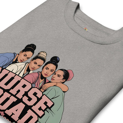 Gray t-shirt with graphic design of four women and text on a white background