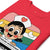 Red t-shirt with a cartoon character design on a white background