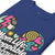 Blue t-shirt with colorful graphic design and text on a white background