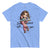 Light blue t-shirt with a cartoon character and text on a white background