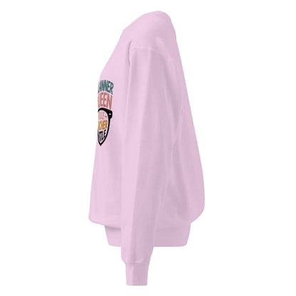 Light purple sweatshirt with text and logo on a white background