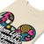 Beige t-shirt with colorful graphic design and text on a white background