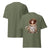 Green t-shirt with a graphic design of a person in a coffee cup and text on the front, displayed on a white background.