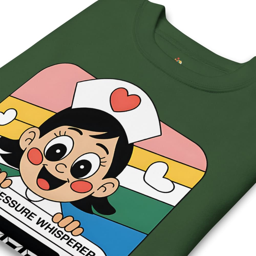 Green t-shirt with a cartoon character design on a white background