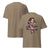 Brown t-shirt with a cartoon character and text on a white background