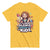 Yellow t-shirt with a cartoon character and text on a white background