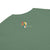 Green t-shirt with a colorful logo on the chest against a white background