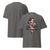 Gray t-shirt with a cartoon character and text on a white background