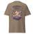 Brown t-shirt with a graphic design featuring a cartoon character and text on a white background
