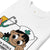 White t-shirt with a cartoon nurse design featuring a stethoscope and text.
