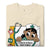 Beige t-shirt with a cartoon nurse design and text on a white background