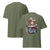Green t-shirt with a cartoon character and text on a white background