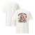 White t-shirt with a graphic design of a woman holding a coffee cup and text 'Mommin' Hard, Caffeinating Harder' on a white background.