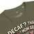 Green t-shirt with text and graphics on a white background