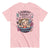 Pink t-shirt with a graphic of a woman in a laundry basket and text 'Laundry Today or Naked Tomorrow' on a white background.