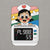 Cartoon character with a blood pressure monitor on a gray background
