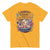 Yellow t-shirt with a graphic of a woman in a bathtub surrounded by laundry items and text on a white background.