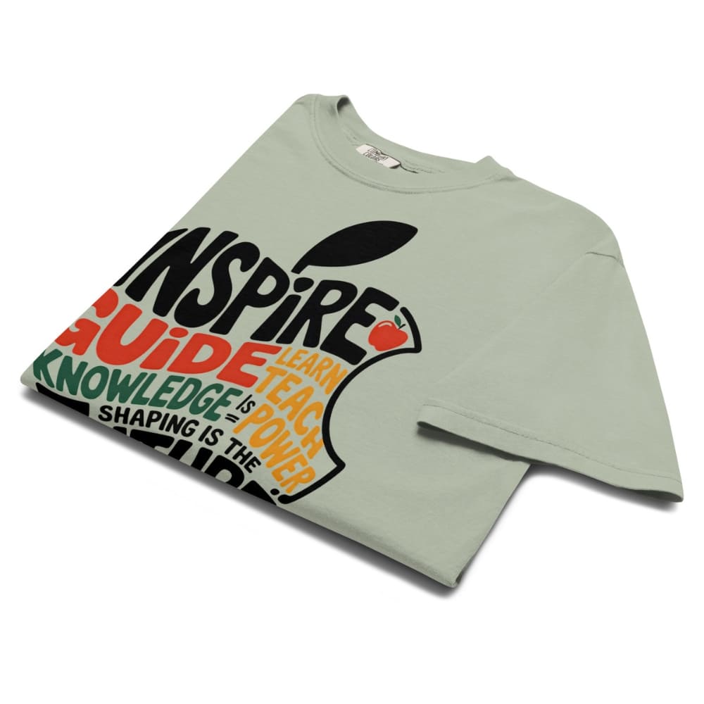 Light green t-shirt with motivational quote design on a white background