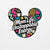 Colorful design with 'Mom Life: Unstoppable Energy' text inside a stylized Mickey Mouse head on a white background.