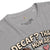 Gray t-shirt with text and graphics on a white background