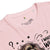 Pink t-shirt with text and graphics on a white background