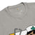 Gray t-shirt with cartoon character and stethoscope graphic, brand label visible.