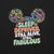 Colorful graphic with 'Sleep Deprived, Still Alive, Still Fabulous' text inside a Mickey Mouse head silhouette on a black background.