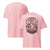 Pink t-shirt with cartoon design and text 'Laundry Today or Naked Tomorrow' on a white background