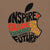 Educational-themed design with text and apple shape on a brown background