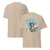 Beige t-shirt with a graphic design of a woman and text on a white background