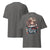 Gray t-shirt with a graphic design on the front, displayed on a white background.