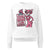 White sweatshirt with a pink panther graphic and 'Cool Mom Club President' text on a white background