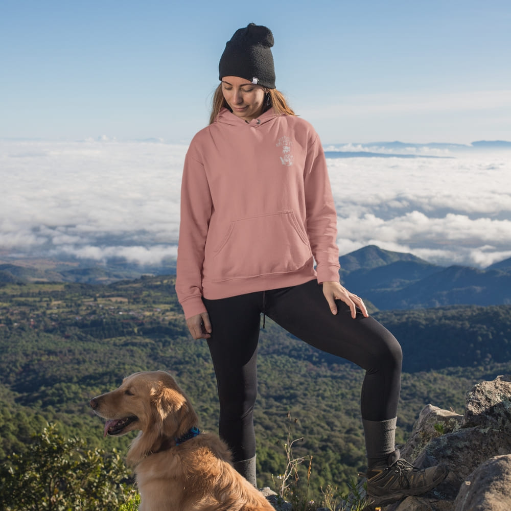 Raccoon nurse graphic wearing scrubs and sunglasses holding a clipboard under the quote “Vitals? Nailed It.” – printed on a black Cotton Heritage hoodie