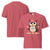Cute cartoon owl cheerleader holding a pom-pom and clipboard, wearing a red cap with the quote “Behind Every Great Swing Is a Loud Mom” – featured on garment-dyed heavyweight cotton tee