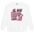 White sweatshirt with a pink panther graphic and 'Cool Mom Club President' text on a white background