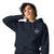 Funny embroidered nurse hoodie with pastel text saying 