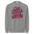 Gray sweatshirt with pink and blue text 'Not Bossy Just Raising a Teenager' on a white background