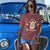 Cute cartoon owl cheerleader holding a pom-pom and clipboard, wearing a red cap with the quote “Behind Every Great Swing Is a Loud Mom” – featured on garment-dyed heavyweight cotton tee