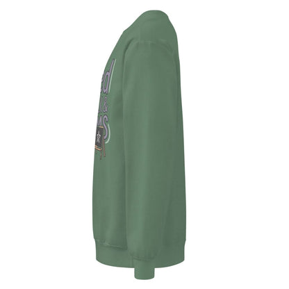 Fueled by Chalk & Dreams printed design on a vintage-style garment-dyed sweatshirt with chalkboard illustration – soft fleece ideal for teachers