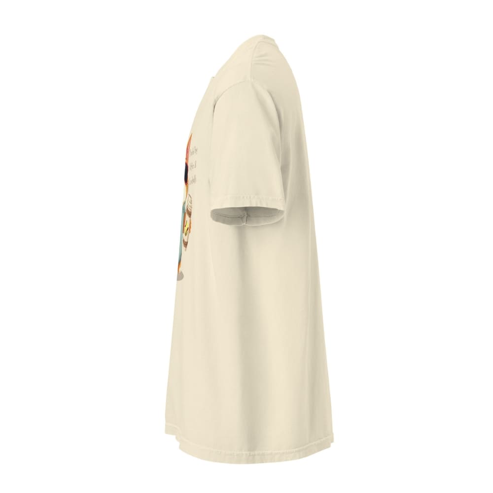 Cool cat with sunglasses holding a softball bat and coffee cup, beside text “Fueled by Coffee & Curveballs” – printed on soft heavyweight t-shirt for sporty moms