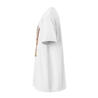 Cartoon bear holding softball bats and ball wearing a visor labeled “Softball” – printed on garment-dyed heavyweight t-shirt for sporty moms