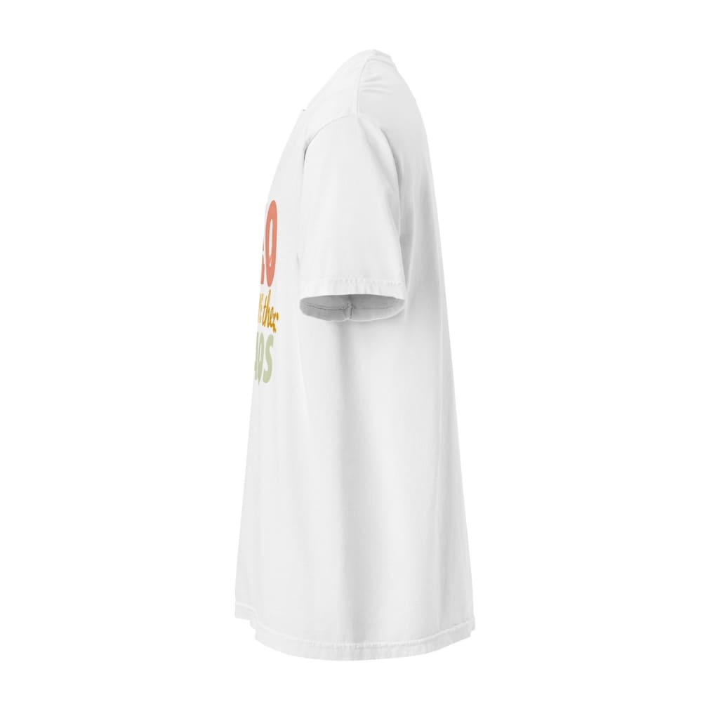 CEO of the Chaos” printed on a heavyweight cotton t-shirt in soft pastel ink, laid flat with a minimal lifestyle background.