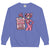 Blue sweatshirt with a pink panther graphic and 'Cool Mom Club President' text on a white background