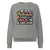 Sweatshirt design with text “Motherhood. Powered by Snacks & Sarcasm.” featuring colorful macarons and a steaming coffee cup on vintage-washed cotton fleece.