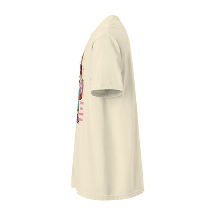 Cute squirrel nurse cartoon in scrubs, pink cap, and headset holding a softball and medical kit with the phrase “Saving Lives Between Innings” — printed on a heavyweight cotton t-shirt