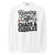 White long-sleeve shirt with text 'Running on Coffee, Chaos & Cuddles' on a white background